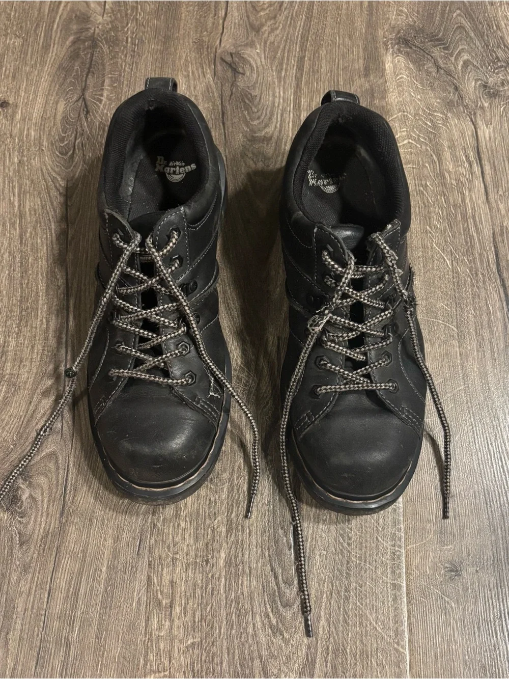 VTG Dr. Martens Finnegan Docs Chunky Oxford Black Leather Shoes Mens Size 10